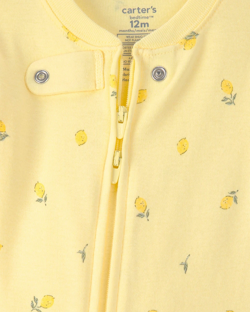 Baby Lemon 100% Cotton Snug Fit 1-Piece Pajama Set - Yellow