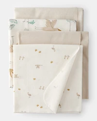 Baby 4-Pack Stork Print Receiving Blankets