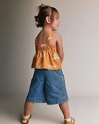 Toddler Girl Wide-Leg Cropped Pant Chambray