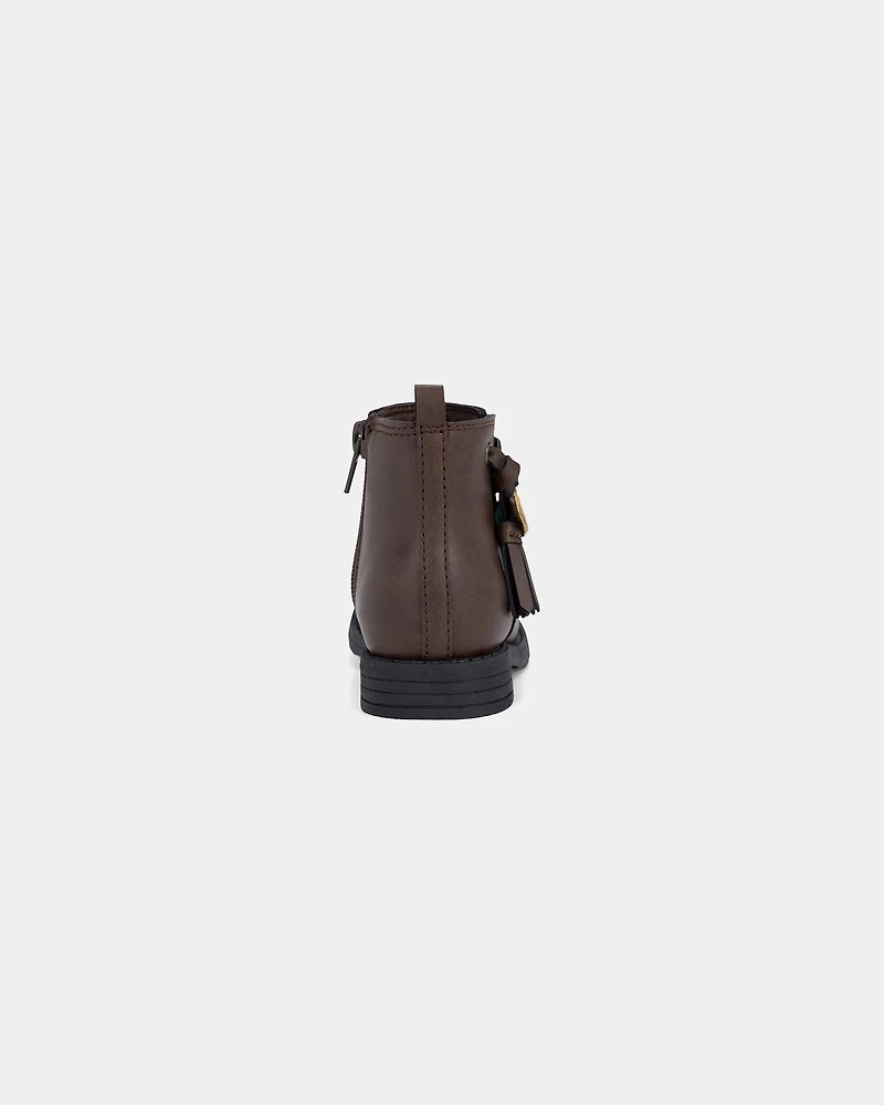Girls Heart Charm Boots - Brown
