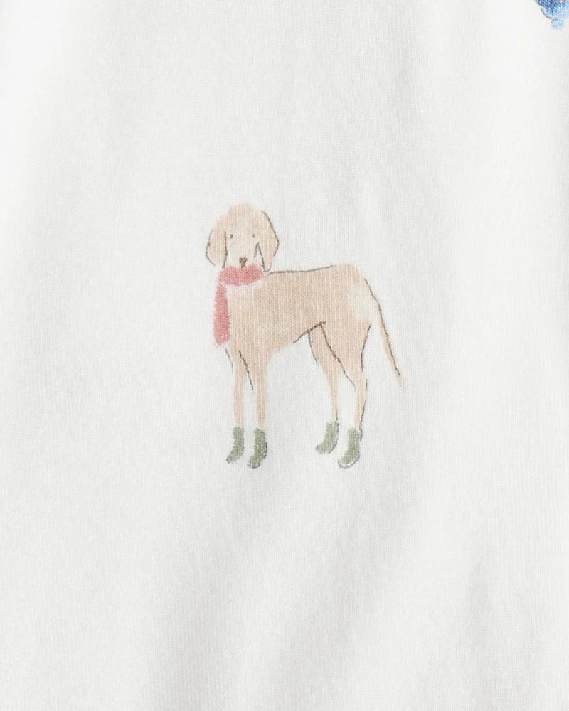 Baby Dog Print PurelySoft Snug Fit Sleeper - Cream