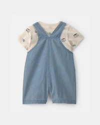 Baby 2-Piece Beachy Van Shortall Set - Blue