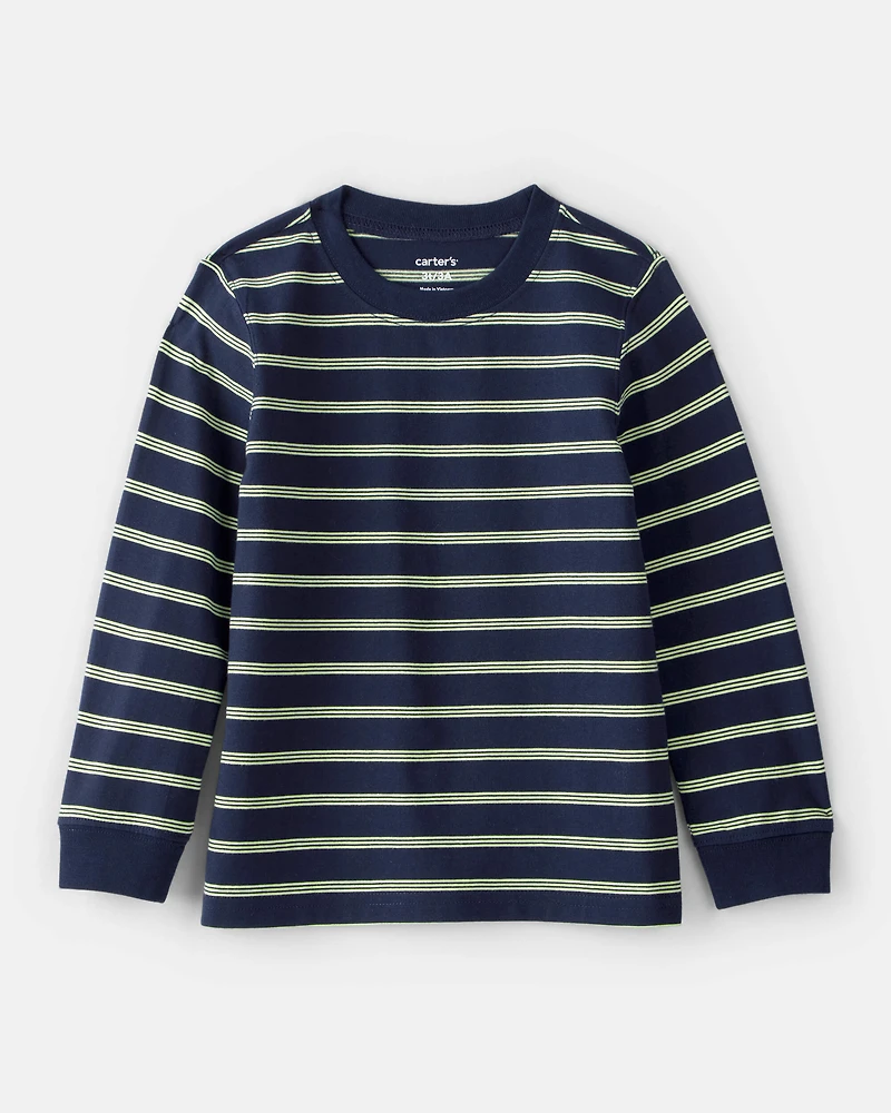 Toddler Boy Striped Long-Sleeve T-Shirt - Navy/Green