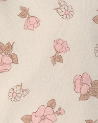 Baby Girl 2-Piece Floral Overall Set - Pink/Ivory