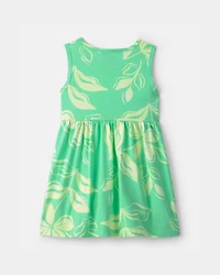 Toddler Girl Tropical Floral Sleeveless Dress - Green
