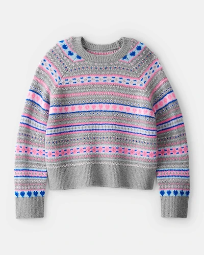 Girls Fairisle Sweater - Grey/Pink
