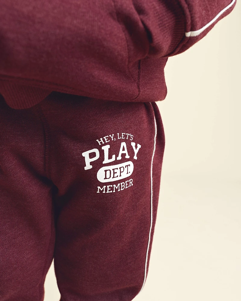 Toddler Boy 'Play' French Terry Joggers - Burgundy