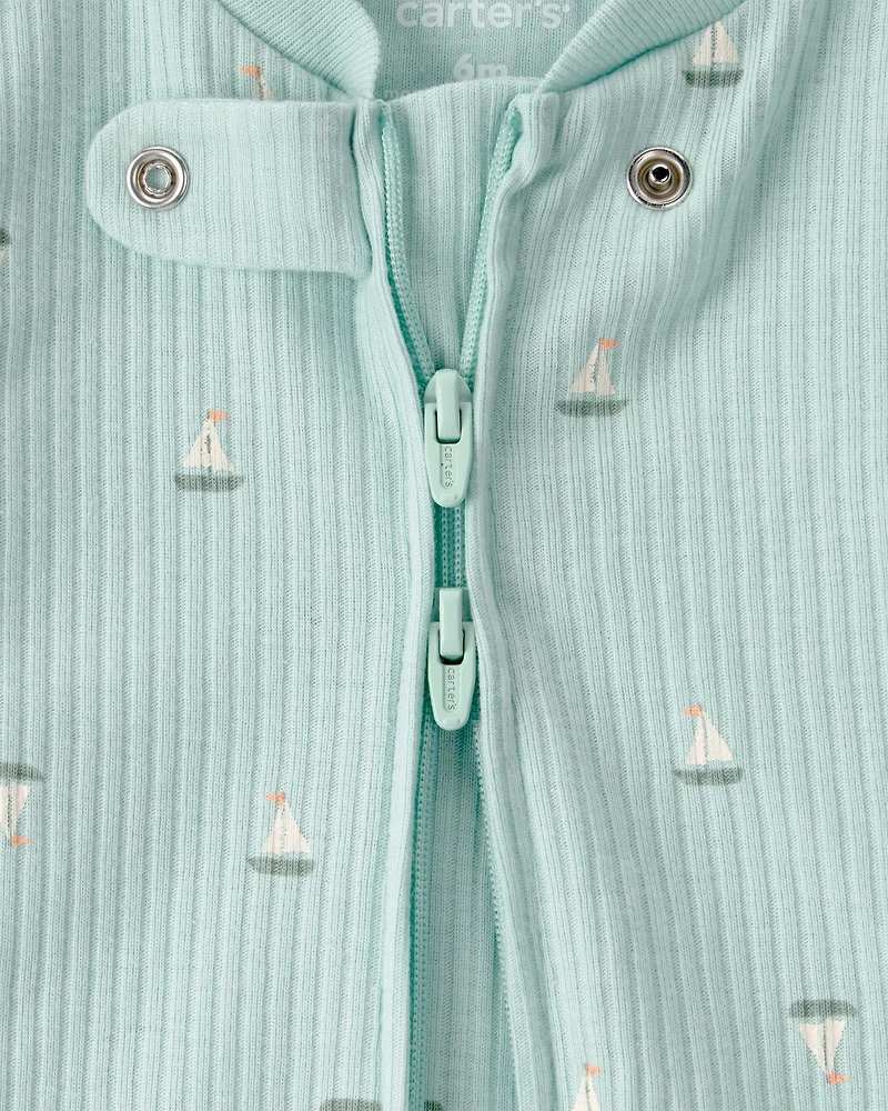 Baby Boy Sailboat 2-Way Zip Sleeper - Green