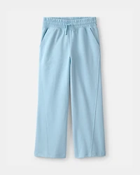 Girls French Terry Wide-Leg Pants - Blue