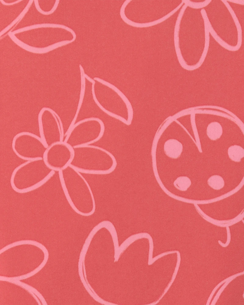 Toddler Girl  Floral 1-Piece Swimsuit - Red