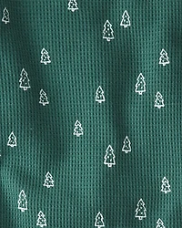 Kid Christmas Tree Print Waffle Knit Pyjamas Made with Organic Cotton