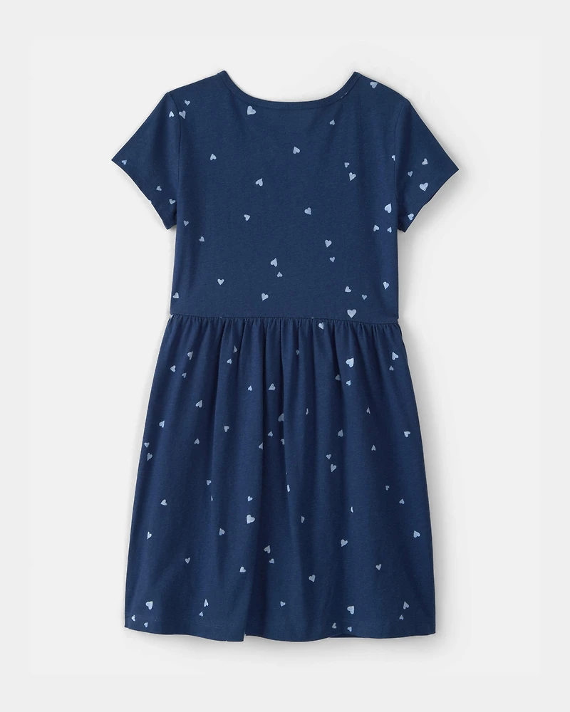 Girls Heart Short-Sleeve Dress - Blue