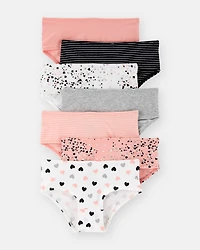 Toddler Girl 7-Pack Heart Print Brief Underwear - Orange/Black