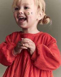 Toddler Girl Long-Sleeve Corduroy Dress - Orange