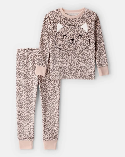 Toddler Girl Leopard Print DreamPlush Long-Sleeve Snug Fit 2-Piece Pyjamas