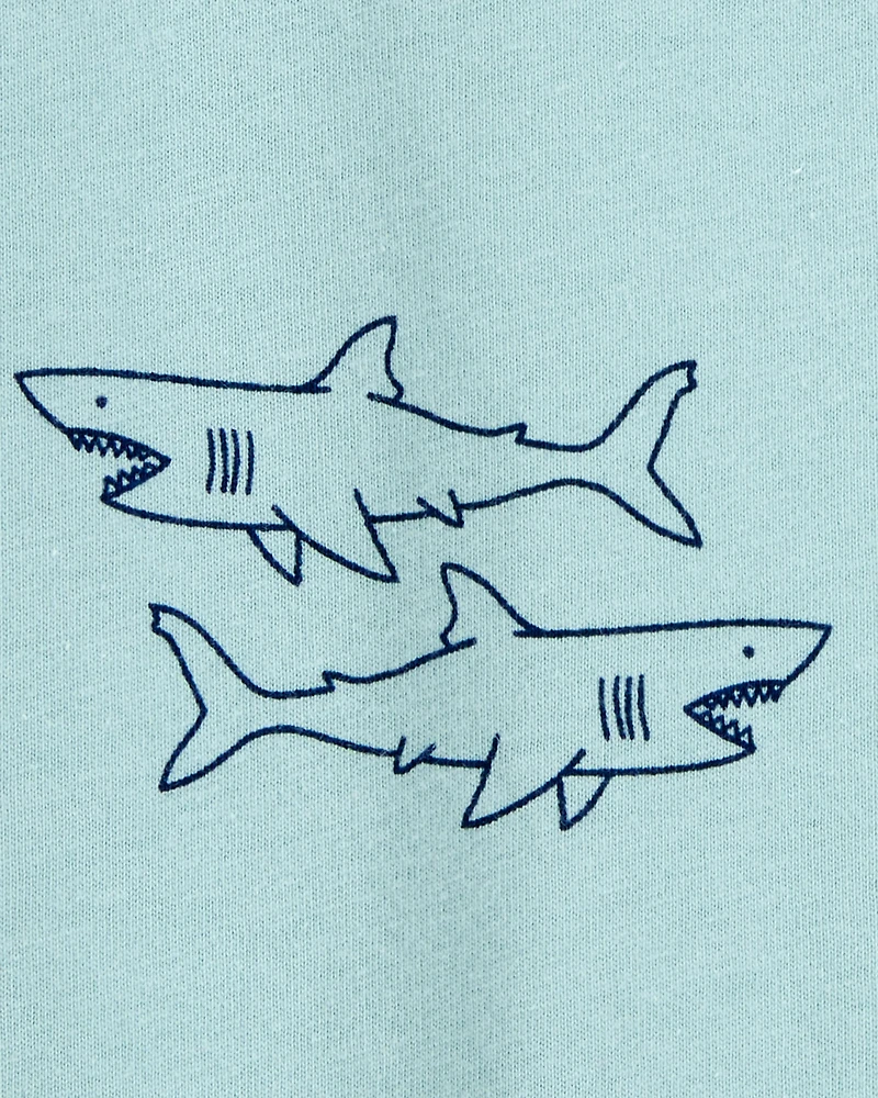 Baby Boy Shark Print Cotton Romper