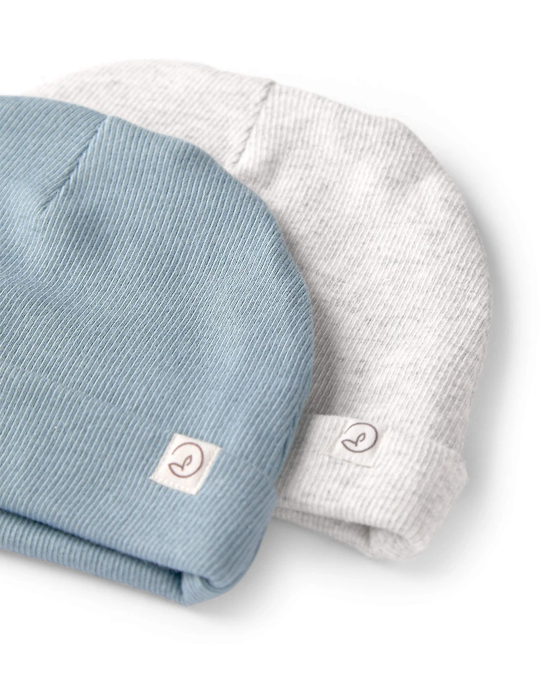 Baby 2-Pack Organic Cotton Rib Caps