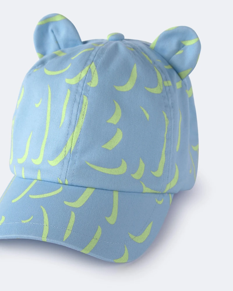 Toddler Baseball Hat with Ears Abstract Print - Blue