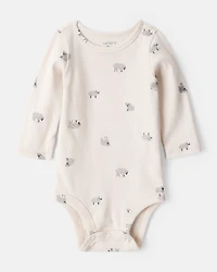 Baby Boy 2-Piece Sheep Print Cotton Long-Sleeve Overall Set - White/Grey