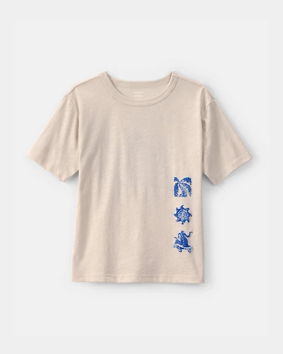 Boys Beachside Skater Graphic Tee - Tan