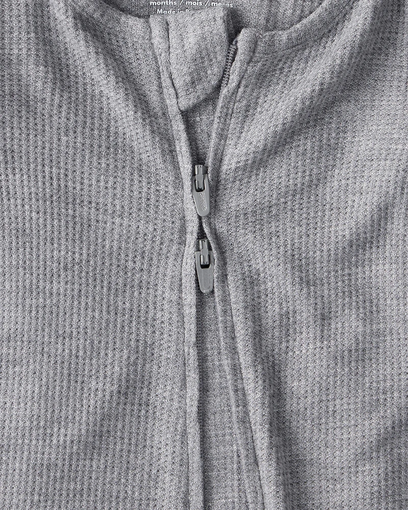 Baby Boy Solid PurelySoft Long-Sleeve 2-Way Zip Sleeper - Grey