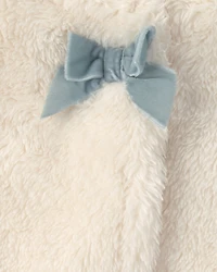 Baby Girl 3-Piece Floral Teddy Fleece Layering Set - Blue/Cream