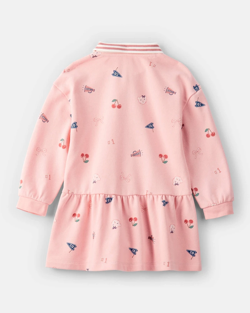 Toddler Girl French Terry Long-Sleeve Dress - Pink