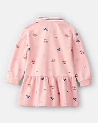 Toddler Girl French Terry Long-Sleeve Dress - Pink