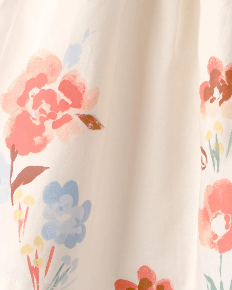 Baby Girl Short-Sleeve Floral Dress - Cream