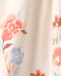 Baby Girl Short-Sleeve Floral Dress - Cream