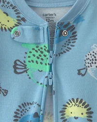 Baby Boy Pufferfish 100% Cotton 2-Way Zip 1-Piece Pyjama - Blue