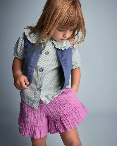 Toddler Girl Ruffle Butterfly Shorts - Purple
