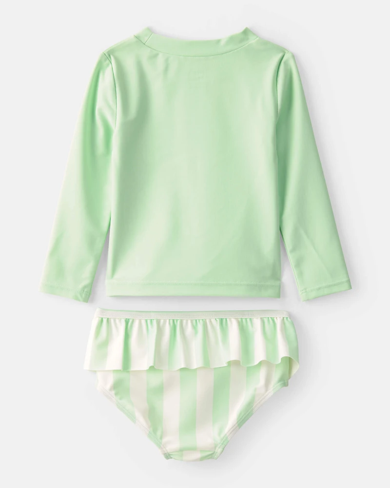 Baby Girl 2-Piece 'Vacay Mode' Rashguard Swimsuit Set - Green