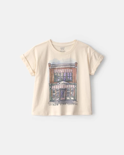 Girls 'New York City' Graphic Tee - Cream