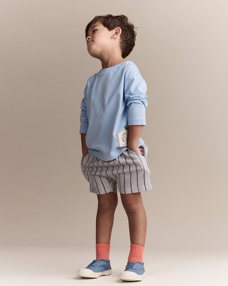 Toddler Boy Playground Shorts Stripes - Grey