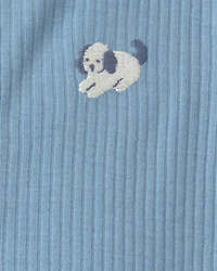 Baby Boy Dog Cotton 2-Way Zip Sleeper - Blue