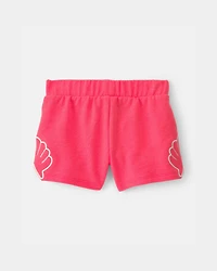 Baby Girl Shell French Terry Shorts - Orange