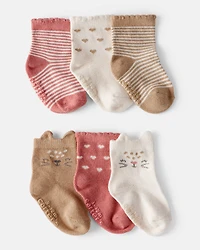 Baby Girl 6-Pack Cat Ankle Socks