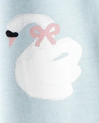 Toddler Girl Swan Pull-On Stretch Cozy Leggings - Blue