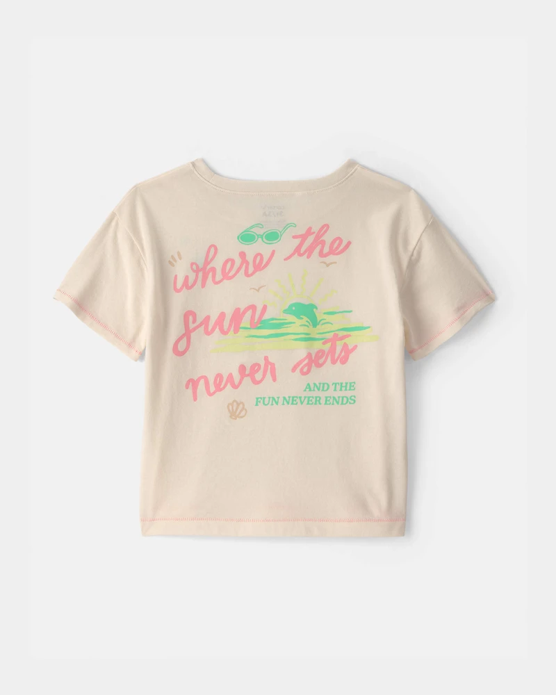 Toddler Girl 'Where the Sun Never Sets' Graphic Tee - Cream