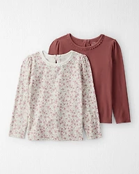 Girls 2-Pack Organic Cotton Ribbed Tees