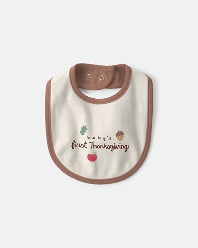 Baby Thanksgiving 100% Cotton Bibs - Cream