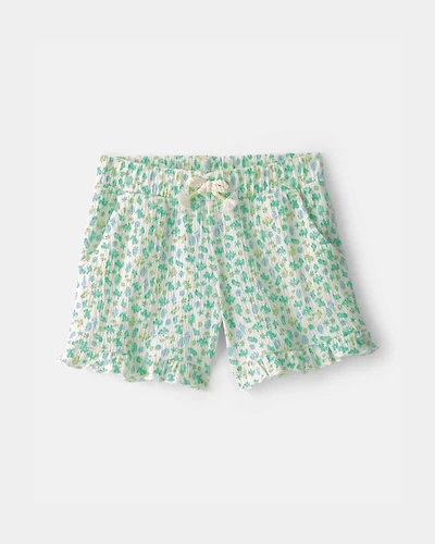 Toddler Girl Ruffle-Trim Floral Fashion Shorts - Green