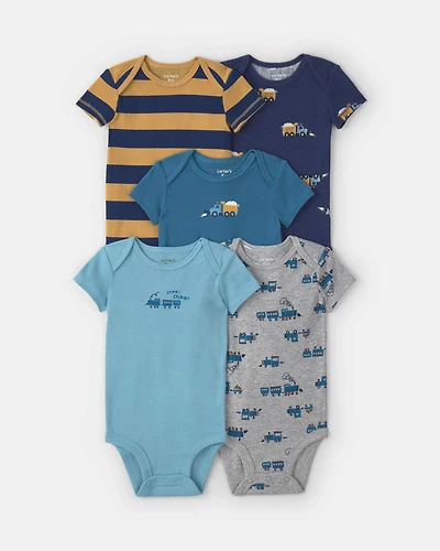 Baby Boy 4-Pack Trains Short-Sleeve Multipack Bodysuits