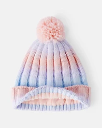Baby Girl Ombre Pom Winter Hat & Mittens Set - Pink