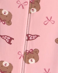 Toddler Girl 1-Piece Bears & Bows DreamPlush Snug Fit Footed Pyjama - Pink