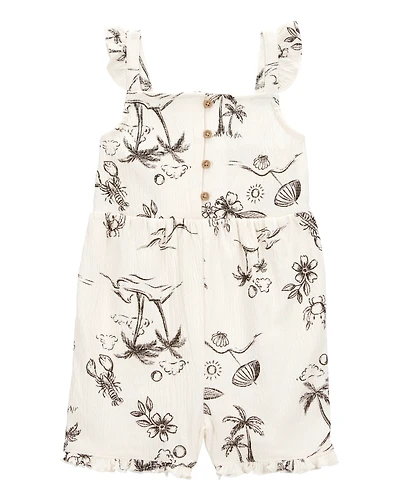 Toddler Tropical Print Flutter Romper