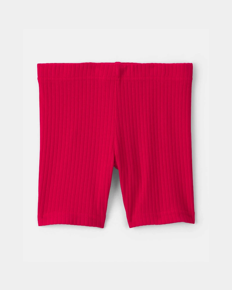 Toddler Girl Fourth Of July Ribbed Bike Shorts - Red