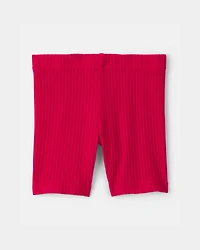Toddler Girl Fourth Of July Ribbed Bike Shorts - Red