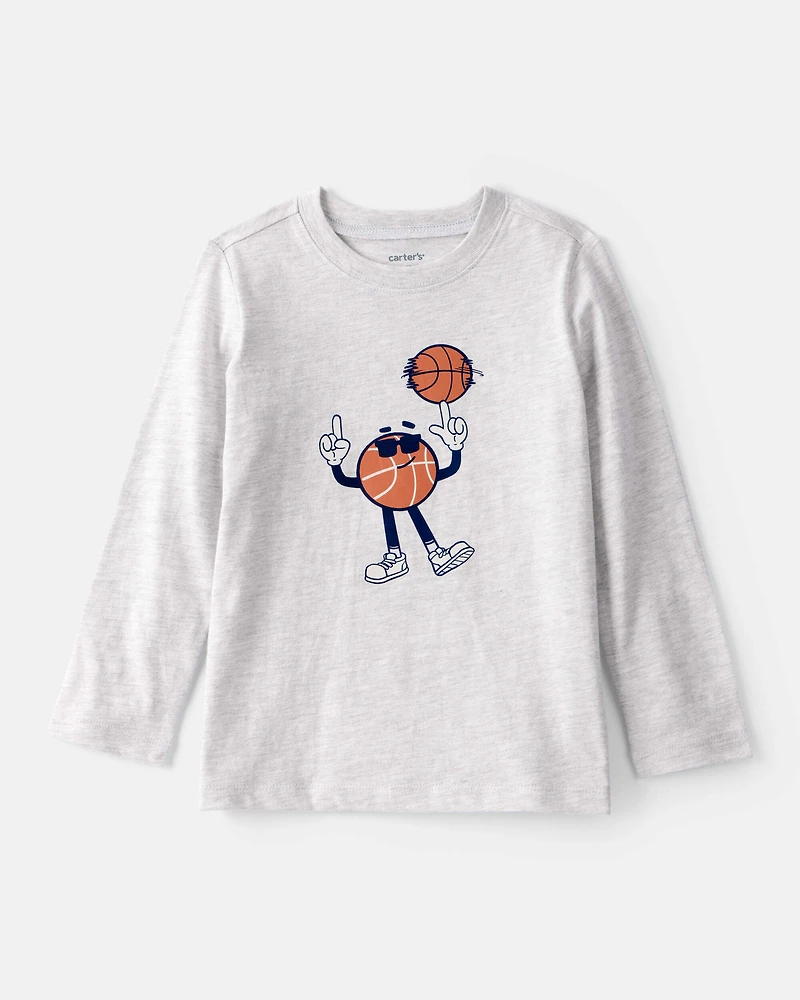 Toddler Boy Basketball Long-Sleeve Graphic Tee - Grey